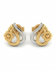 9K Dual-Tone Floral Swirl Stud Earrings
