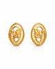 9K Vintage Filigree Leaf Oval Studs Earing
