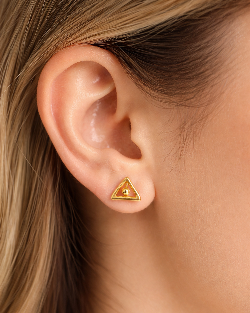 9k Minimalist Triangle Bead Earrings