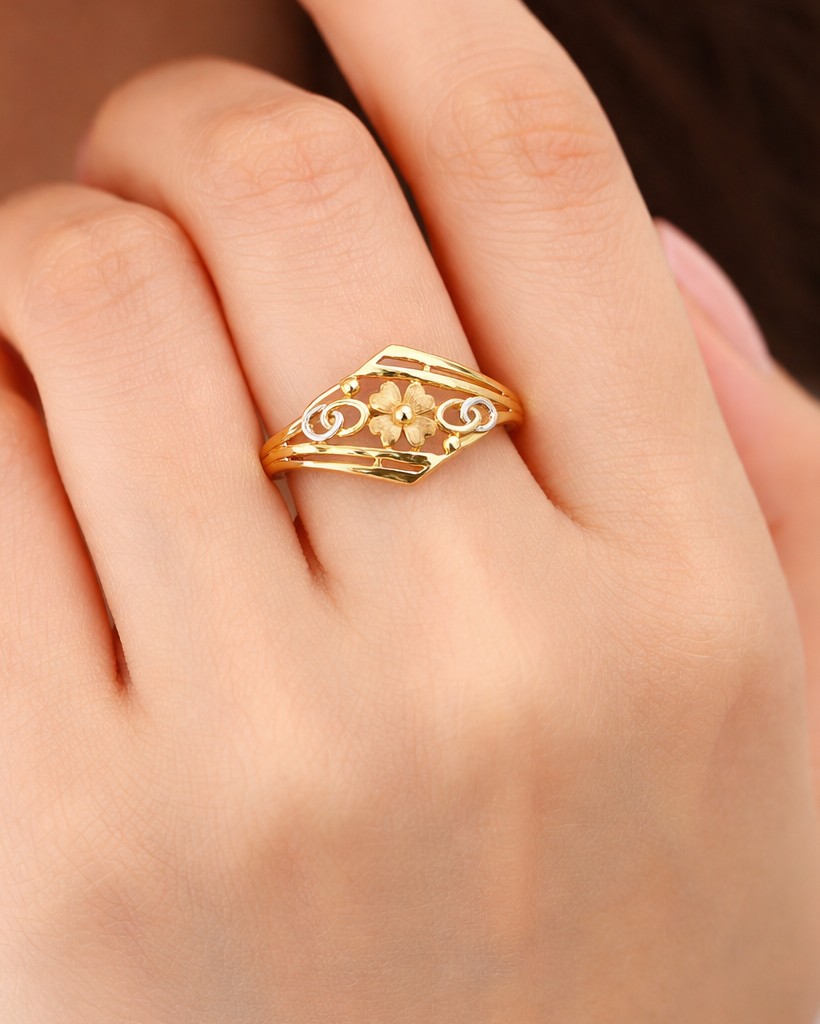 9k Floral Bypass Ring
