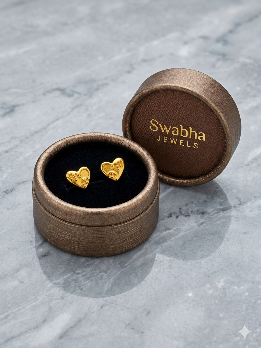 9k Melting Heart Textured Stud Earring