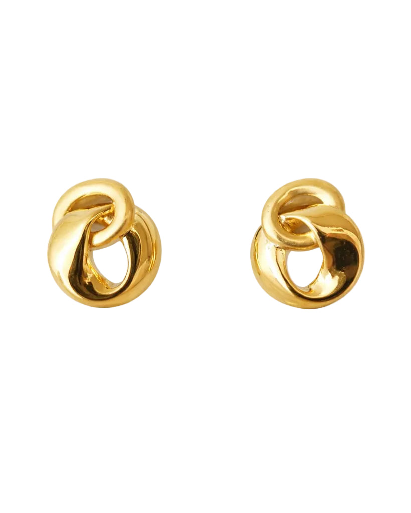 9K Golden Sculptural Link Earrings
