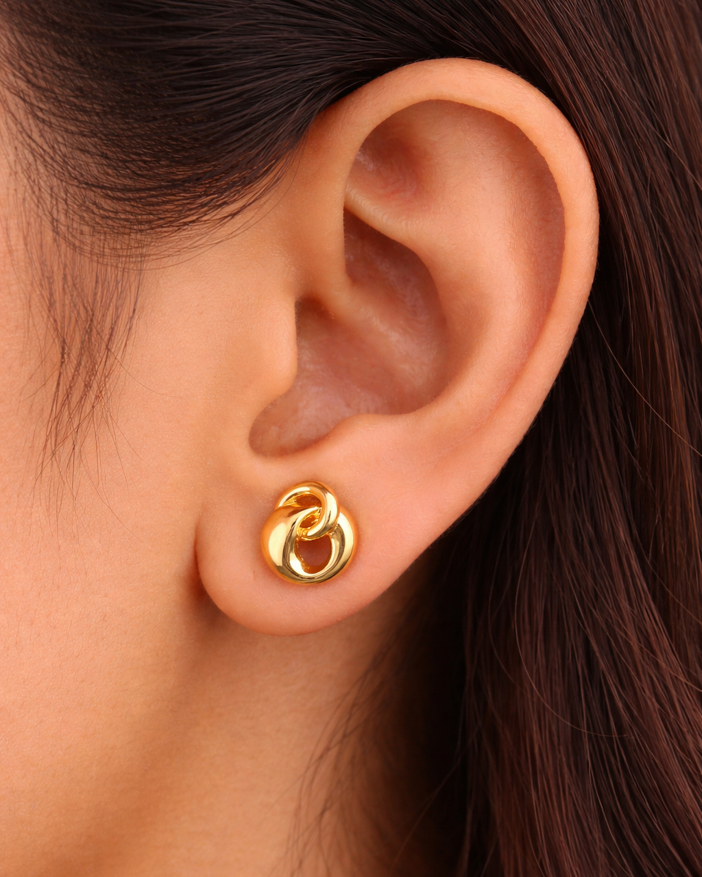 9K Golden Sculptural Link Earrings