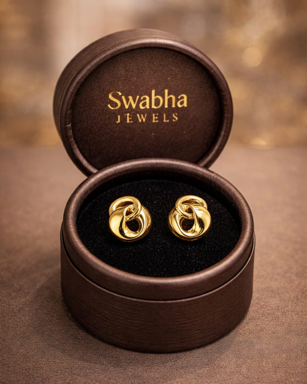 9K Golden Sculptural Link Earrings