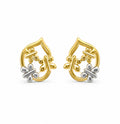 9K Teardrop Butterfly Dual-Tone Stud Earring