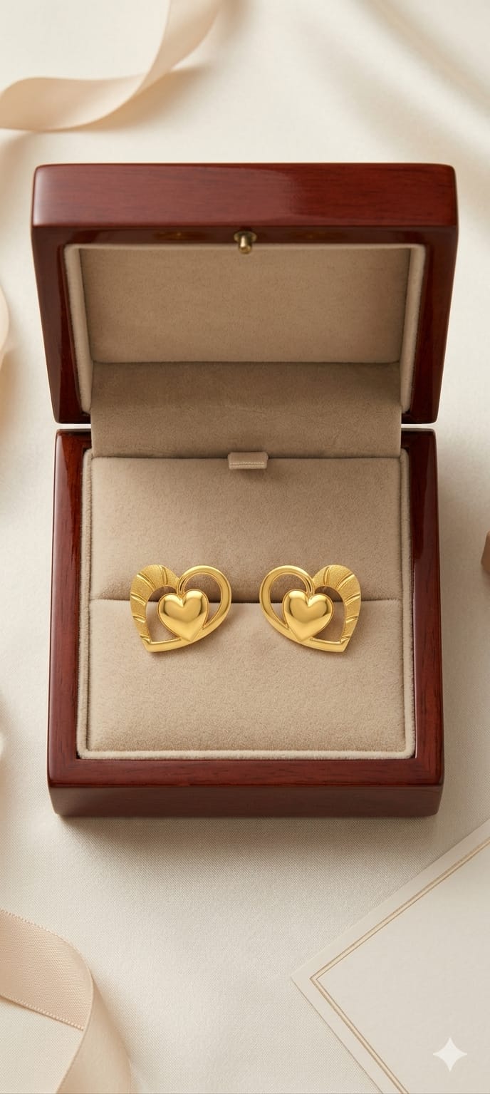 9K Teardrop Butterfly Dual-Tone Stud Earring