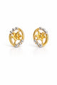 9K Oval Floral Dual-Tone Stud Earring
