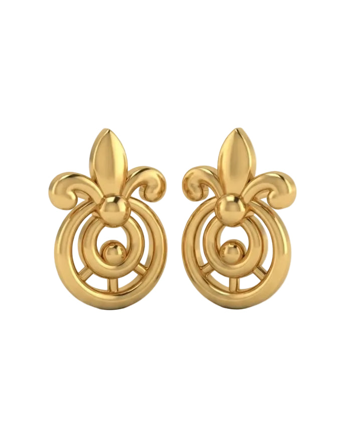 9K Royal Fleur Drop Stud Earrings