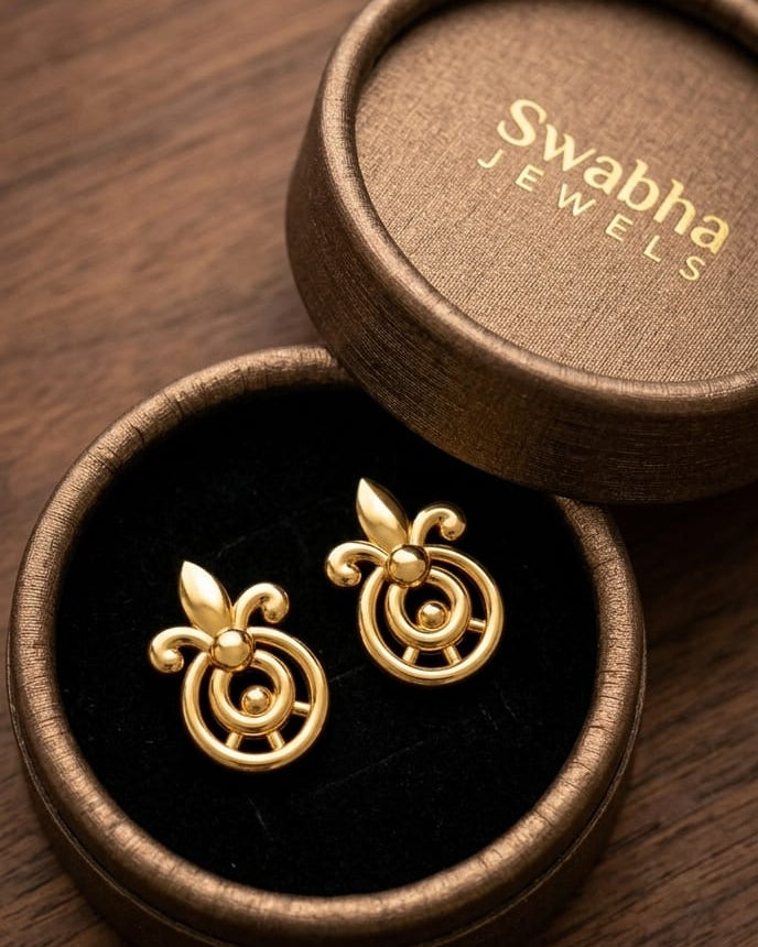 9K Royal Fleur Drop Stud Earrings
