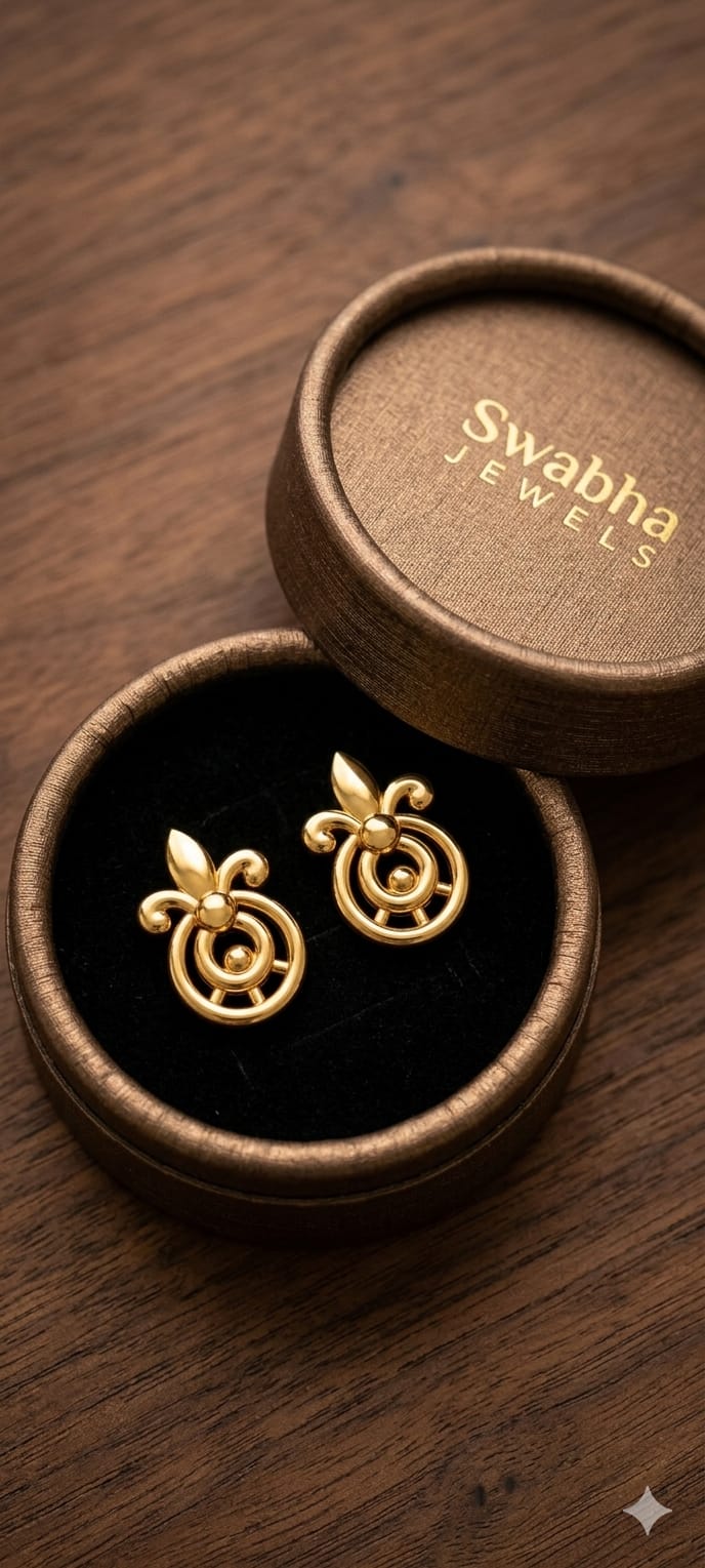 9K Golden Fleur-de-Lis Hoop Stud Earrings