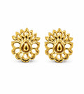 9K Golden Lotus Teardrop Stud Earrings
