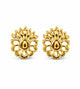 9K Golden Lotus Teardrop Stud Earrings