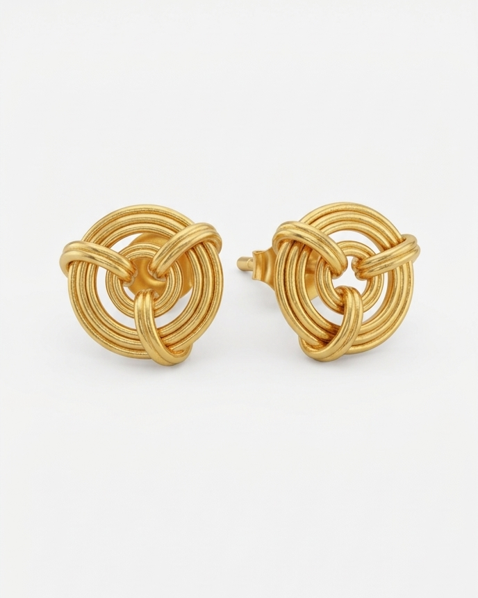 9K Golden Knot Stud Earrings