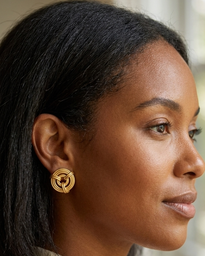 9K Golden Knot Stud Earrings