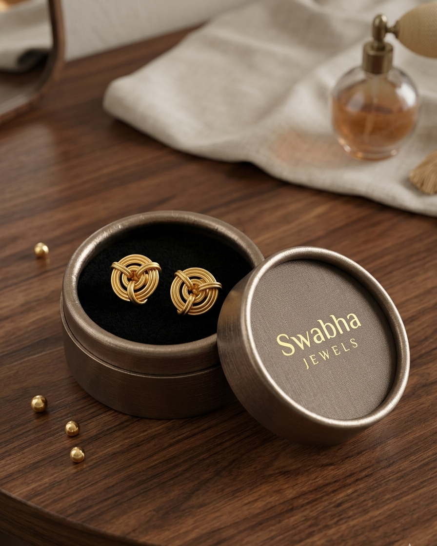 9K Golden Knot Stud Earrings