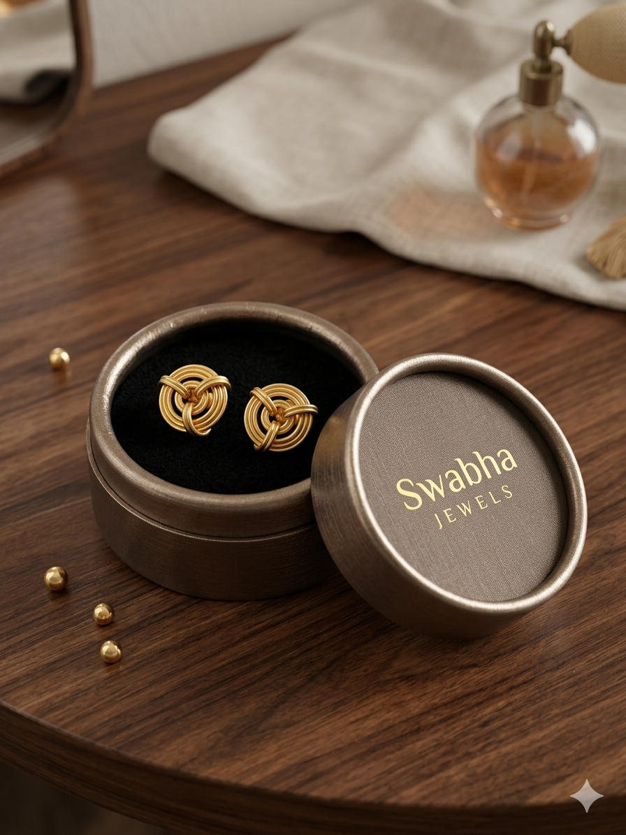 9K Golden Celtic Knot Stud Earrings