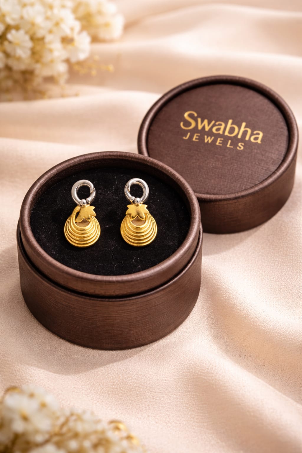 9K Dual-Tone Layered Shell Drop Earrings