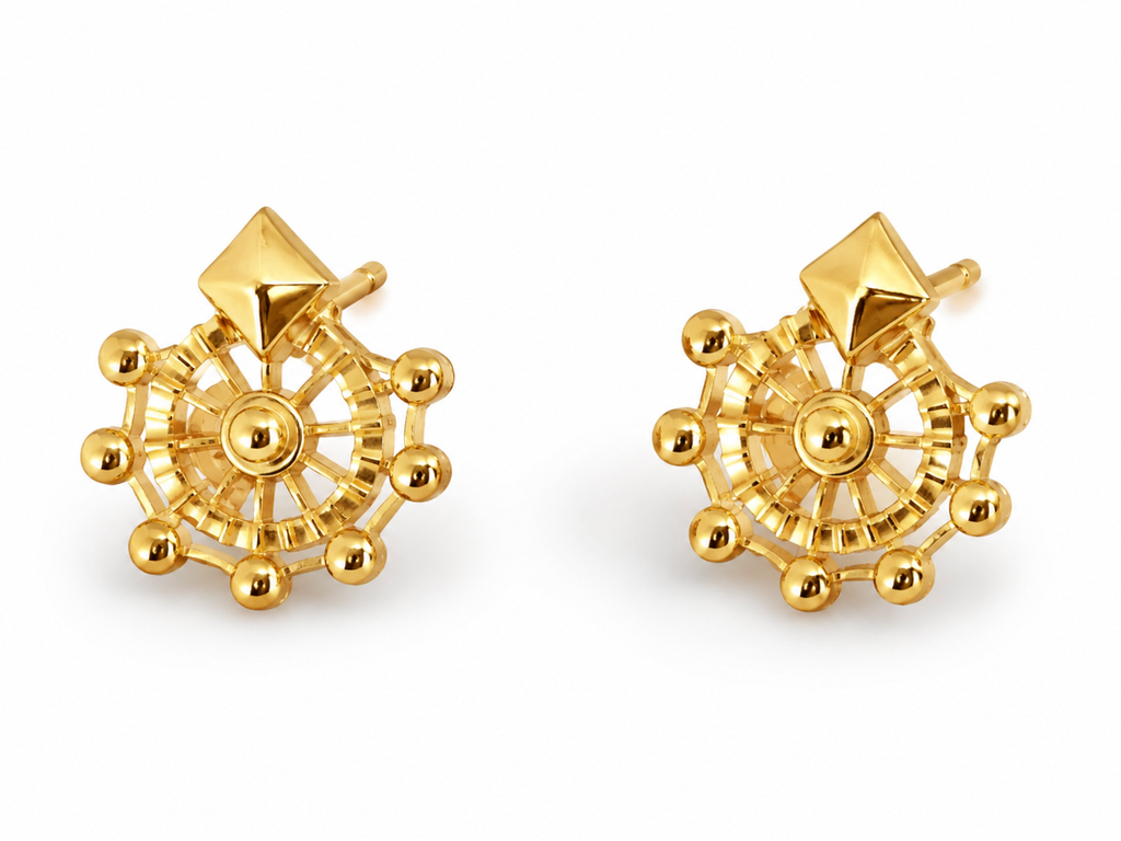 9K Golden Wheel Star Stud Earrings
