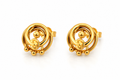 9k Golden Spiral Charm Stud Earrings