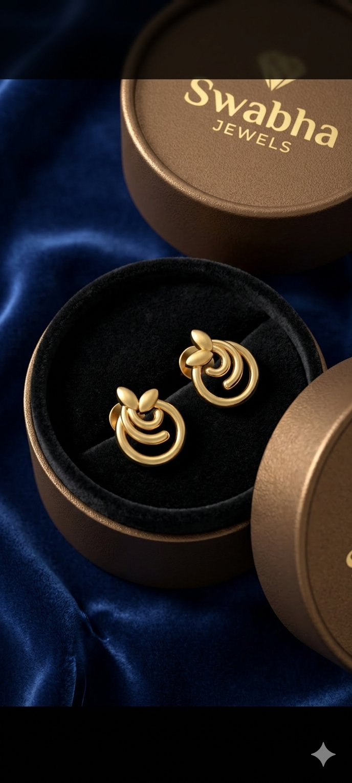 9K Golden Swirl Leaf Stud Earrings