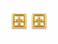9K Golden Floral Frame Stud Earrings