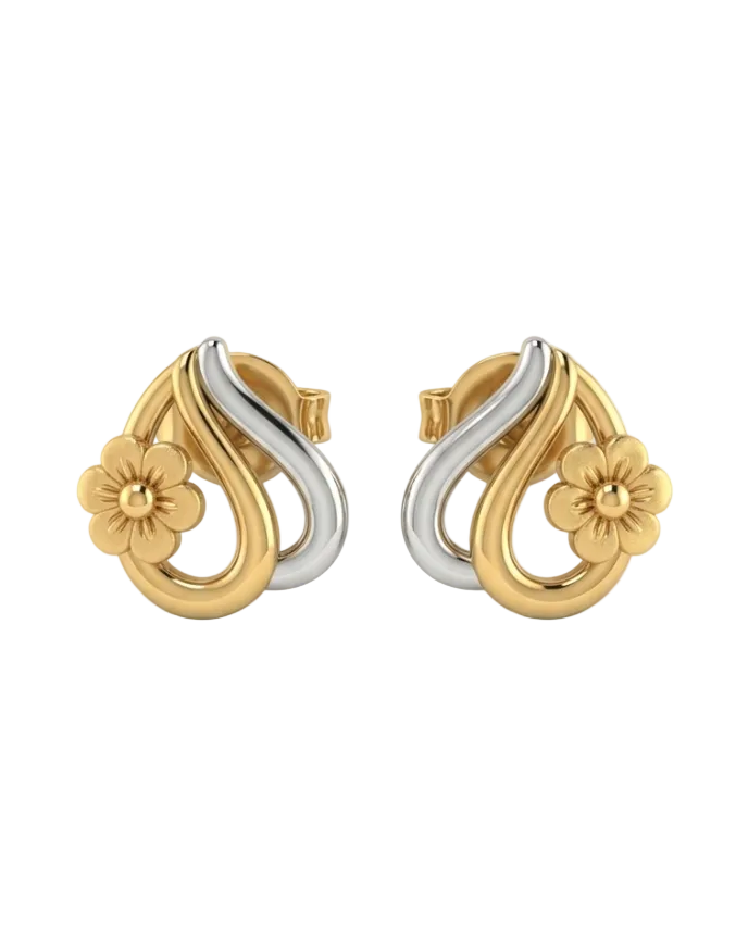 9K Curved Petal Stud Earrings