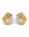 9K Dual-Tone Floral Swirl Stud Earrings
