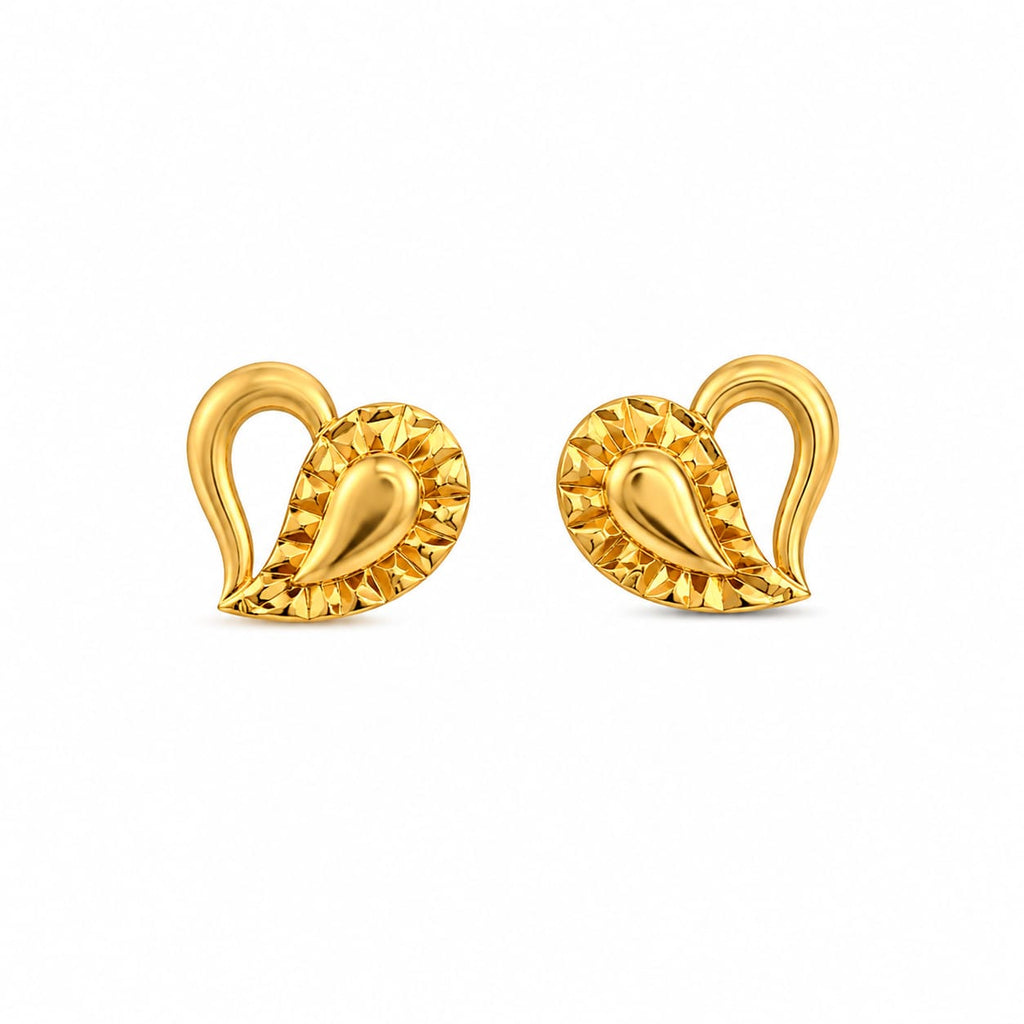 9K Asymmetric Paisley Diamond-Cut Stud Earring