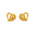 9K Asymmetric Paisley Diamond-Cut Stud Earring