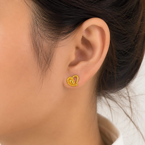 9K Asymmetric Paisley Diamond-Cut Stud Earring