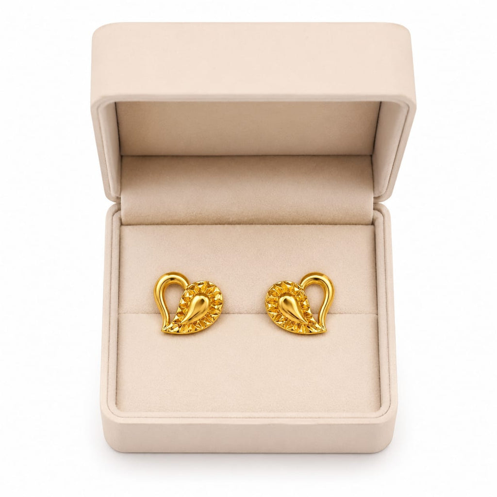 9K Asymmetric Paisley Diamond-Cut Stud Earring