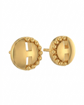 9k Golden Beaded Disc Stud Earrings