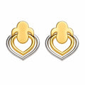 9K Dual-Tone Layered Heart Drop Earrings