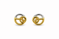 9K Dual-Tone Interlocking Circle Stud Earrings