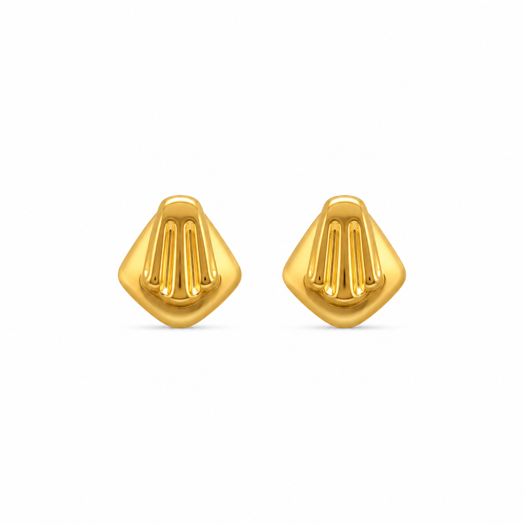 9K Golden Cushion Motif Stud Earrings