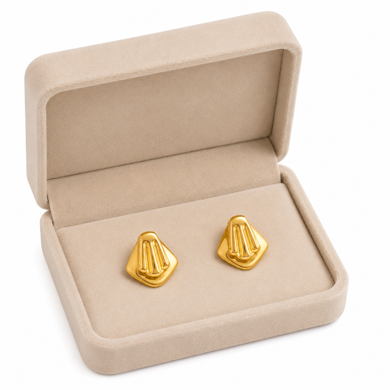 9K Golden Cushion Motif Stud Earrings