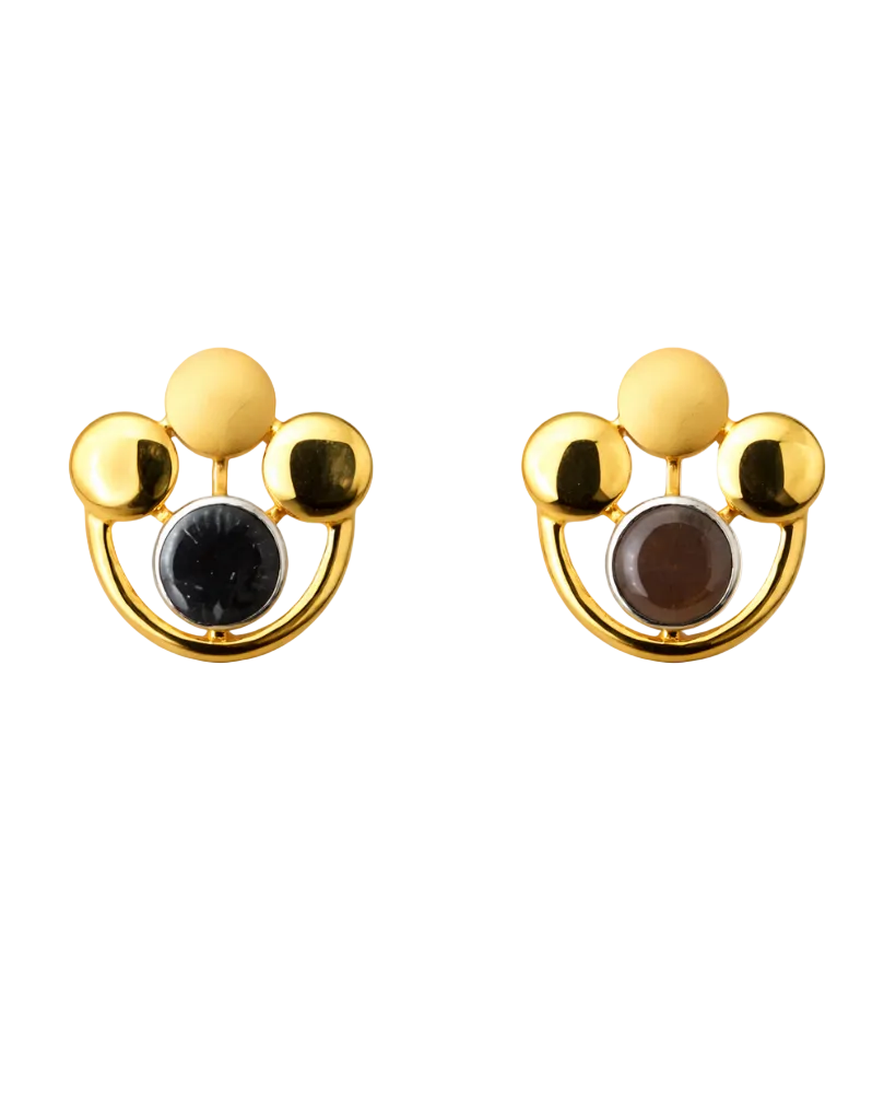 9K Tri-Sphere Geometric Studs Earrings