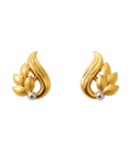 9K Golden Swirl Leaf Earrings