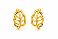 9K Golden Leaf Outline Stud Earrings