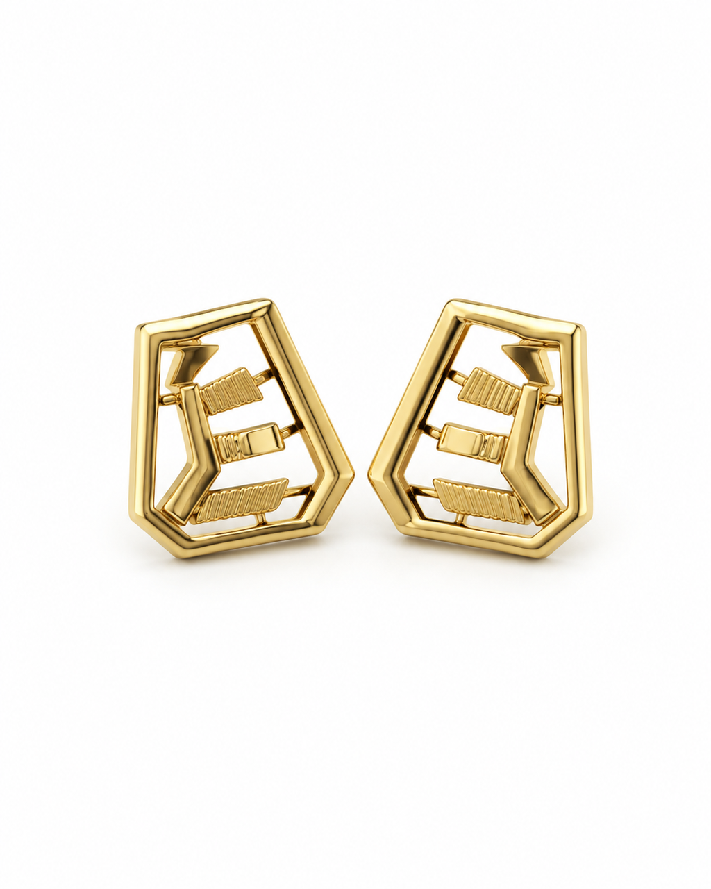 9K Geometric Monogram Stud Earrings