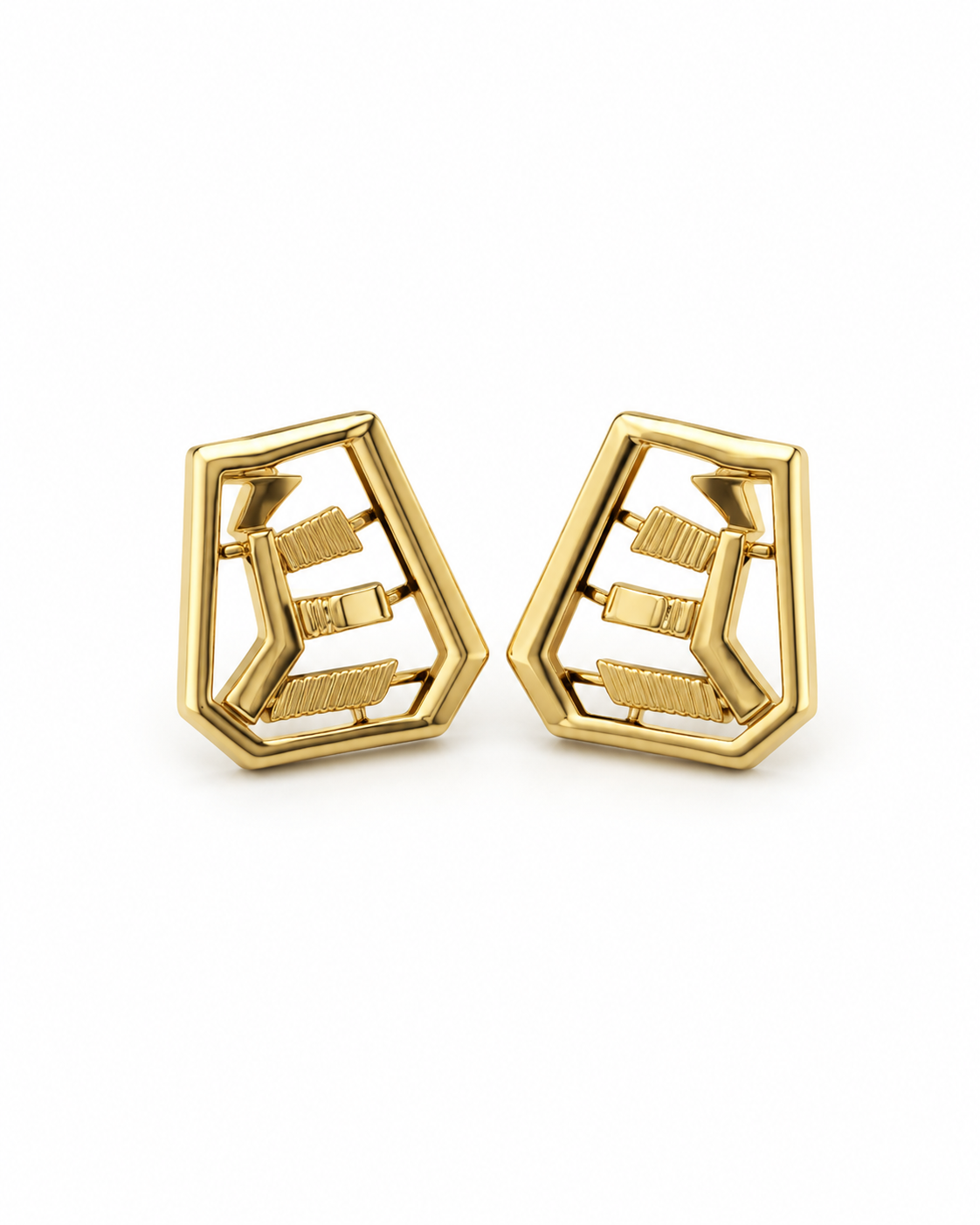 9K Geometric Monogram Stud Earrings