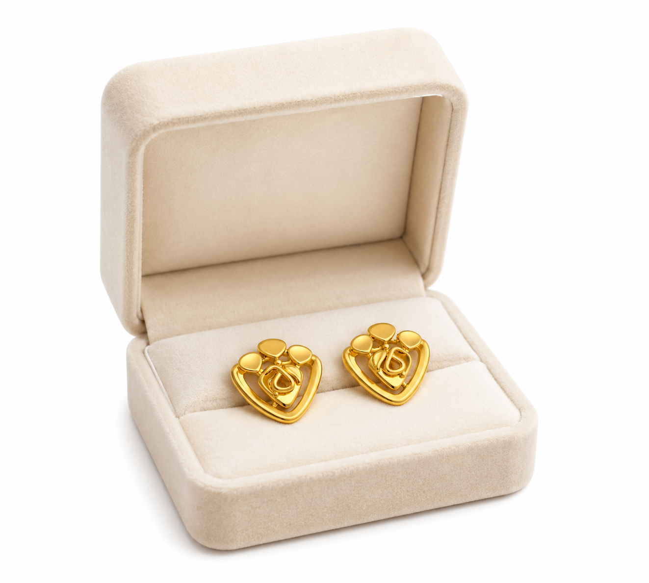 9K Golden Layered Heart Stud Earrings