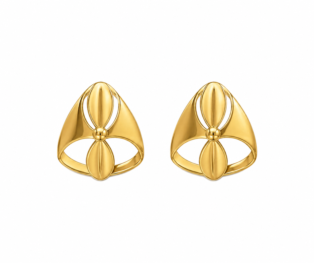 9K Golden Petal Bloom Stud Earrings