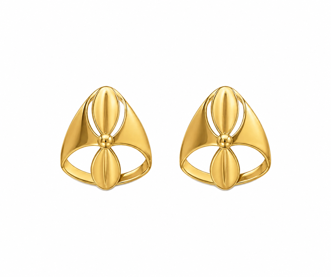 9K Golden Petal Bloom Stud Earrings