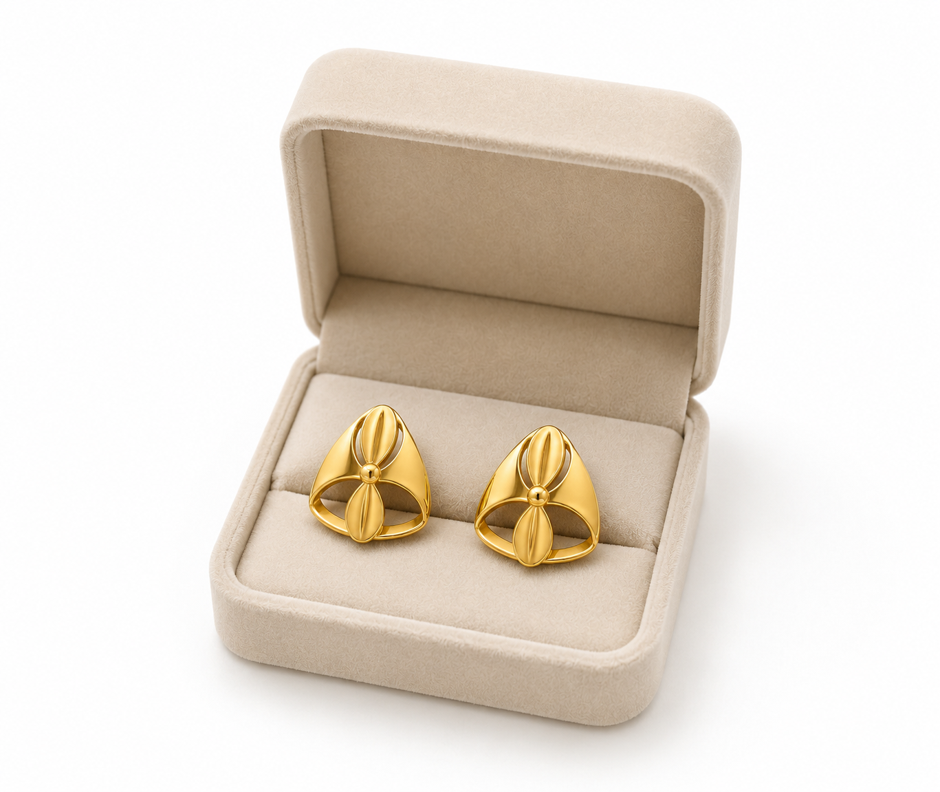 9K Golden Petal Bloom Stud Earrings