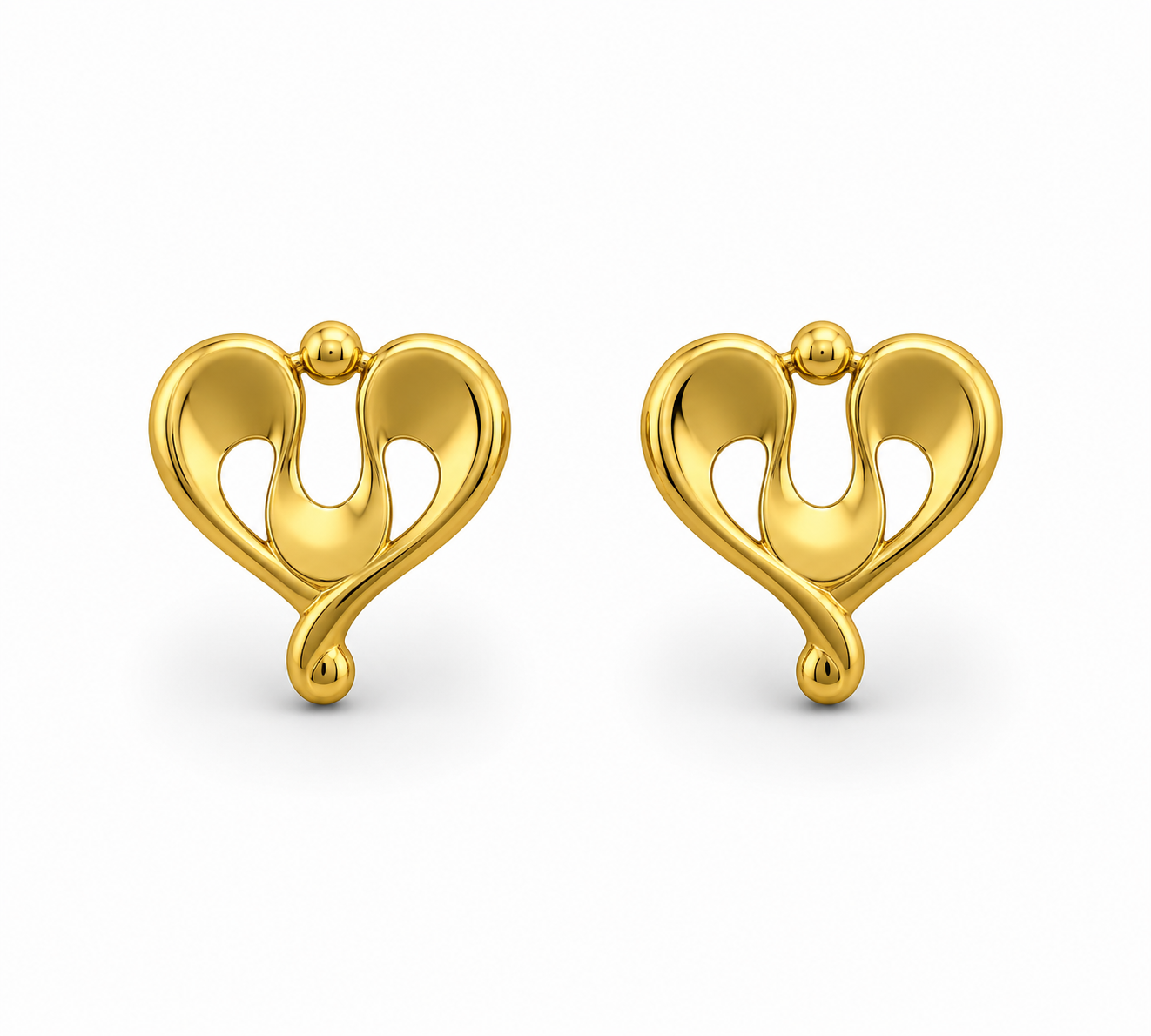 9K Golden Heart Swirl Stud Earrings