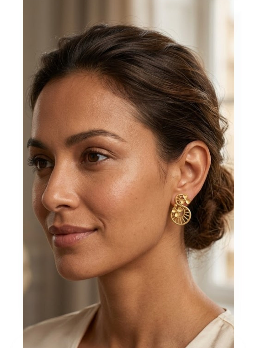 9K Floral Infinity Drop Stud Earrings