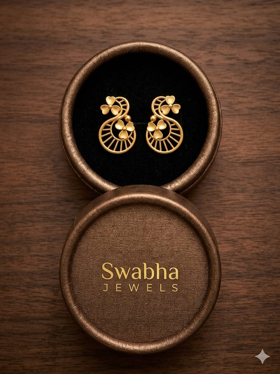 9K Floral Infinity Drop Stud Earrings