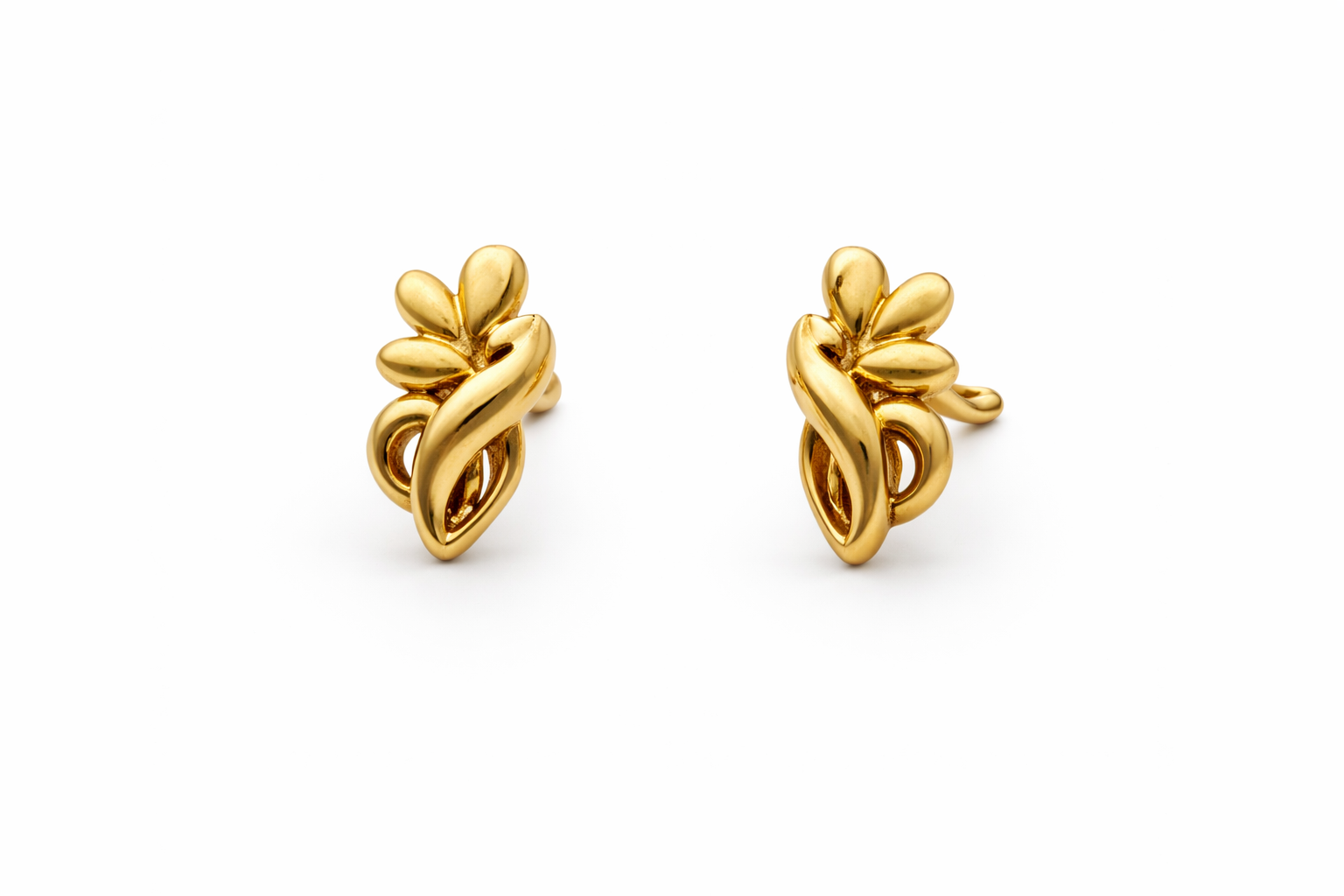 9K Golden Bloom Twist Stud Earrings