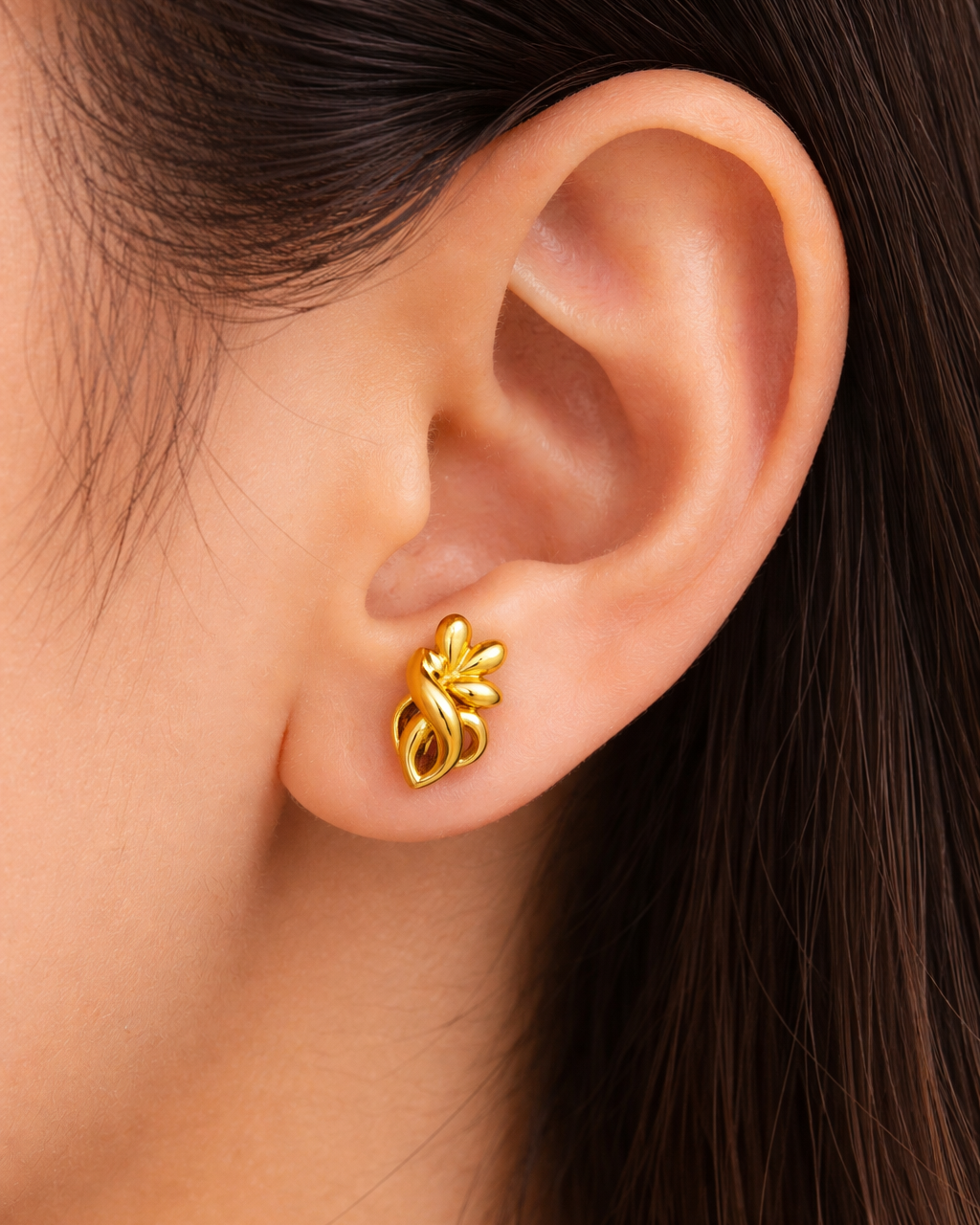 9K Abstract Floral Cluster Earrings